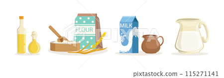 Baking Ingredients and Utensil at Kitchen Vector Set Baking Ingredients and Utensil at Kitchen Vector Set 115271141