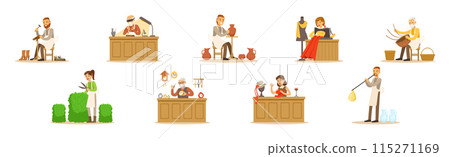 People Character of Creative Profession Enjoy Workshop Activity Vector Set 115271169