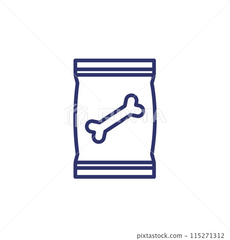Dog food bag line icon on white 115271312