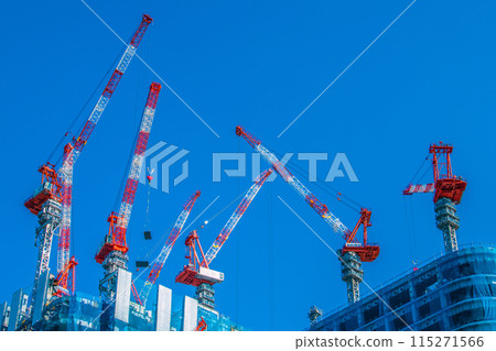 Tokyo cityscape in June. View of the redevelopment project of Nihonbashi 1-chome from Muromachi 3-chome South = 5th Tokyo cityscape in June. View of the redevelopment project of Nihonbashi 1-chome from Muromachi 3-chome South = 5th 115271566