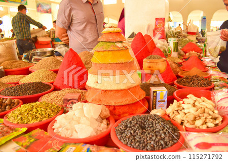 Spice seller at the market Spice seller at the market 115271792