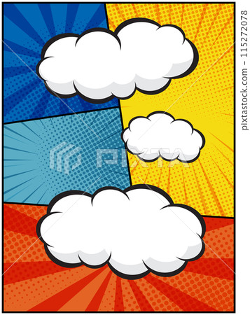 vertical colorful comic book, pop art cartoon layout template halftone dotted background 115272078