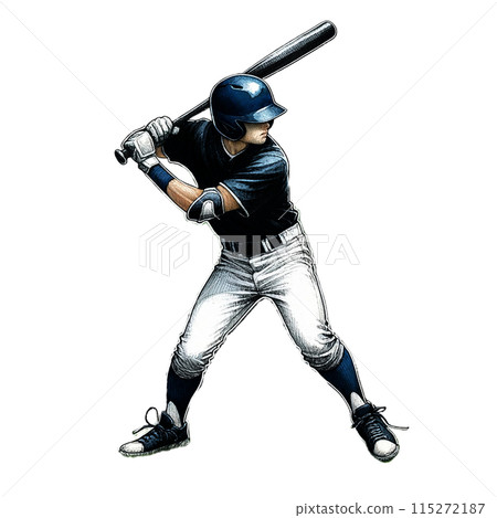 Baseball batting player_Watercolor Baseball batting player_Watercolor 115272187
