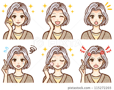 Elegant and stylish grandmother illustration material set 2 115272203