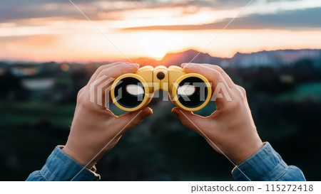 Yellow Binoculars at Sunset Yellow Binoculars at Sunset 115272418