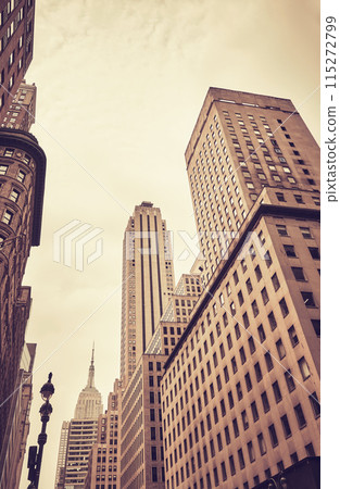 New York skyscrapers, color toning applied, USA. 115272799