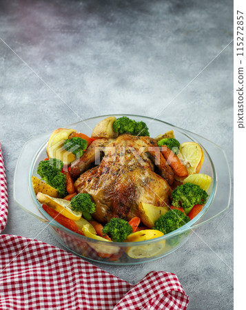 steamed chicken with spicy is chicken skin filled with a mixture of chicken meat and spices steamed chicken with spicy is chicken skin filled with a mixture of chicken meat and spices 115272857
