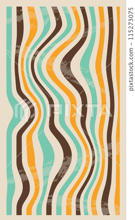 Abstract retro groovy background. Vector texture vertical illustration for design, funky wallpaper for posters, cards, social media templates, posts, banners, decor . 115273075