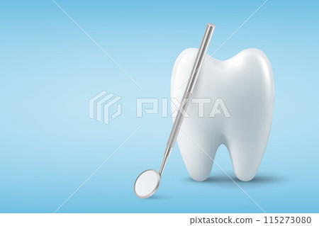 Dental Inspection Banner, Poster. Vector 3d Realistic Dentist Mirror for Teeth with Tooth Icon Closeup on Blue Background. Medical Dentist Tool. Design Template. Dental Health Concept Dental Inspection Banner, Poster. Vector 3d Realistic Dentist Mirror for Teeth with Tooth Icon Closeup on Blue Background. Medical Dentist Tool. Design Template. Dental Health Concept 115273080
