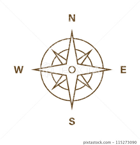 Vector Vintage Wind Rose Symbol, Compass Icon Closeup, Isolated 115273090