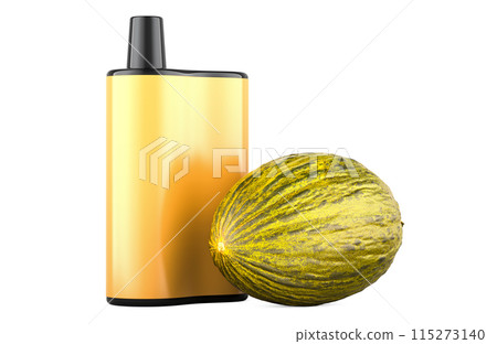 Disposable vape, electronic cigarette with melon flavor. 3D rendering 115273140