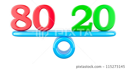 Pareto principle 80 on 20 effort and result. 3D rendering 115273145