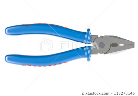 Pliers, blue hand pliers. 3D rendering Pliers, blue hand pliers. 3D rendering 115273146