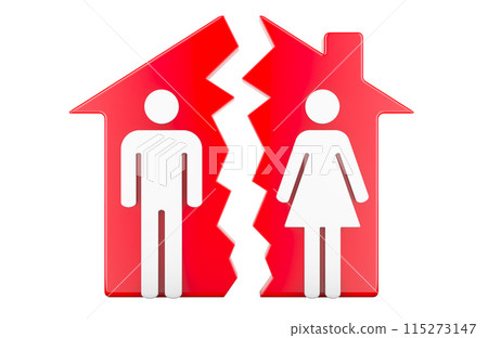 Property division after divorce, concept. 3D rendering 115273147
