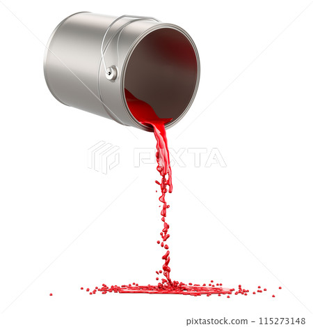 Red paint splashing out of can, 3D rendering Red paint splashing out of can, 3D rendering 115273148