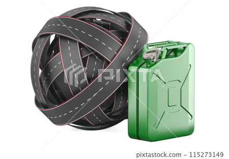 Roads knot with jerrycan. 3D rendering 115273149