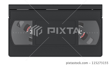 VHS Videotape, front view. 3D rendering VHS Videotape, front view. 3D rendering 115273155
