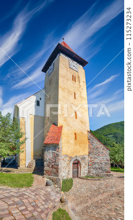 Amazing view of Evangelical C.A. Cisnadioara Michelsberg in Romania. Amazing view of Evangelical C.A. Cisnadioara Michelsberg in Romania. 115273234