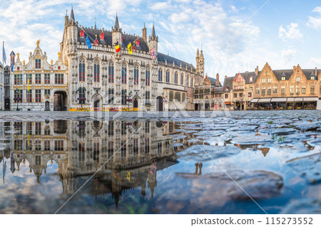 Burg Square with Bruges city hall and Basilica of the Holy Blood in Brugge, Belgium Burg Square with Bruges city hall and Basilica of the Holy Blood in Brugge, Belgium 115273552