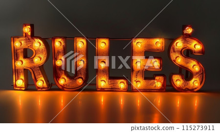 Orange LED Policy and Regulation concept art poster. Orange LED Policy and Regulation concept art poster. 115273911