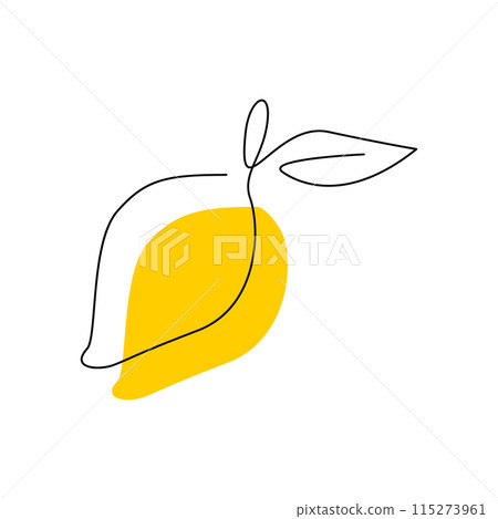 Lemon fruit in continuous line art drawing style Lemon fruit in continuous line art drawing style 115273961