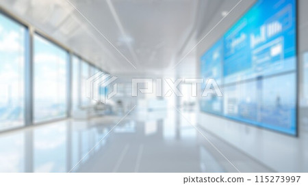 Blur background of contemporary office with greenery and natural light. Spate. 115273997