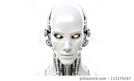Android head close up with humanoid features. Futuristic robot face. AIG35. 115274287