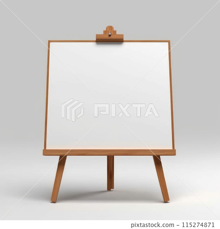 Clean blank whiteboard with metal clamp isolated on white background. AIG35. 115274871