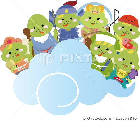 A set of the Seven Lucky Gods of the Zodiac, the Snake, who came riding on a cloud A set of the Seven Lucky Gods of the Zodiac, the Snake, who came riding on a cloud 115275880