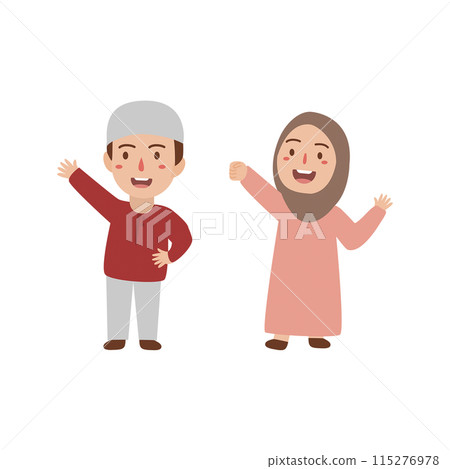 Muslim people in different actions  115276978