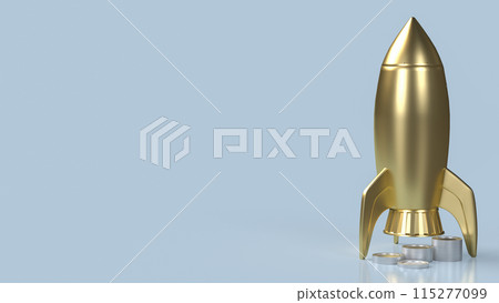 The gold Rocket and coins for Business concept 3d rendering. The gold Rocket and coins for Business concept 3d rendering. 115277099