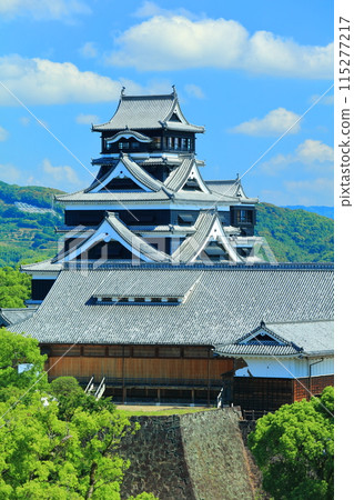 [Kumamoto Prefecture] Kumamoto Castle on a clear day (the castle tower and Honmaru Palace) 115277217
