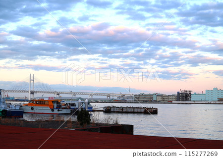 Yokohama Port evening view, Yamashita Pier, Yokohama Bay Bridge 115277269