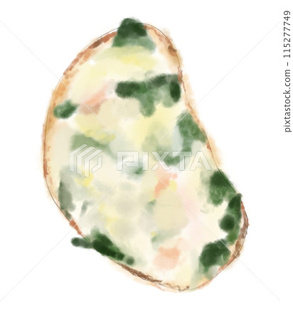 菠菜、肉和起司開放式三明治手繪插畫 115277749