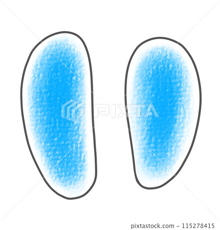 A relaxed and simple rounded version of the hiragana "i" in an analog style 115278415