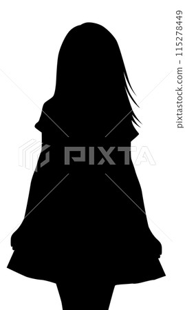 一個長頭髮的女孩的剪影 115278449