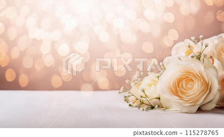 White roses and sparkling background material White roses and sparkling background material 115278765