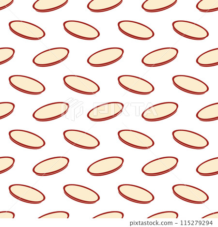Hand drawn Empty oval plate in trendy shades Seamless pattern. Abstract background texture concept 115279294