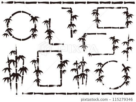 Easy-to-adjust bamboo frame set with ink painting look - no text 115279346