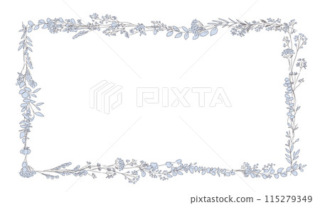 Hand drawn grass vector illustration. Natural grass vector frame. Grass line drawing illustration set. 115279349