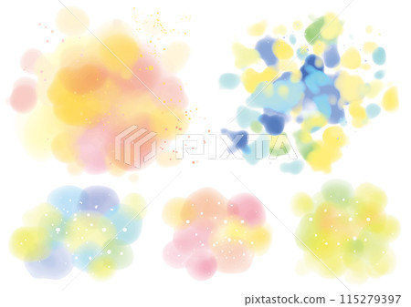 Colorful watercolor polka dot material set of 5 Colorful watercolor polka dot material set of 5 115279397