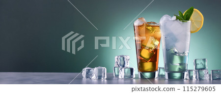 Alcoholic drinks on a table - Stock Illustration [115279605] - PIXTA