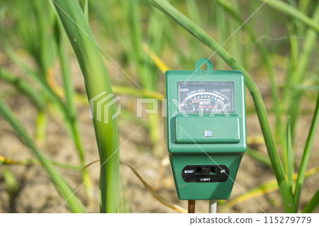 Three way meter PH, light and moisture in the soil 115279779