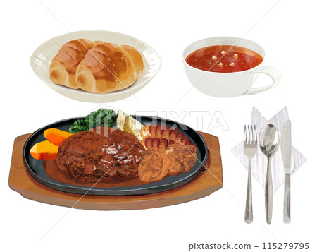 Mixed grill set (includes bread, soup and cutlery) 115279795