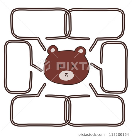 Bear - Hand-drawn - With line speech bubble - Chocolate brown Bear - Hand-drawn - With line speech bubble - Chocolate brown 115280164