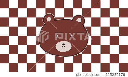 Bear - Hand-drawn - Checkered pattern - Chocolate brown - 16:9 Bear - Hand-drawn - Checkered pattern - Chocolate brown - 16:9 115280176
