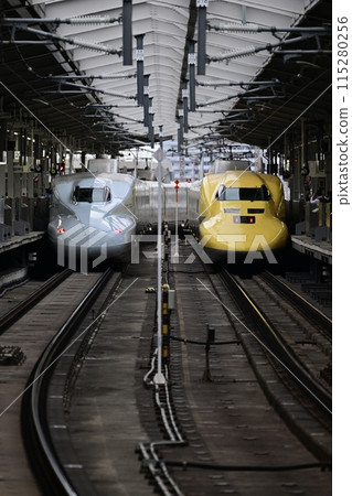 A rare shot of Doctor Yellow and the Rail Star 115280256