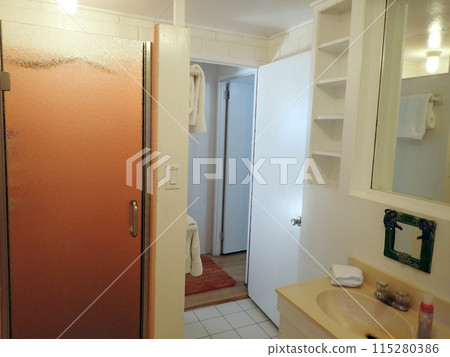 Inside White Bathroom 115280386