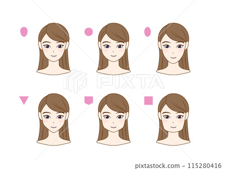 Vector illustration set for classifying female face types Vector illustration set for classifying female face types 115280416