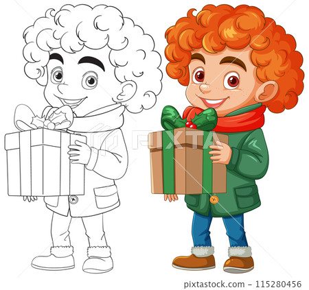 Happy Child Holding a Gift Happy Child Holding a Gift 115280456